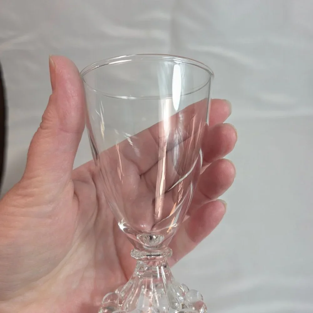 FOUR Anchor Hocking Berwick Boopie Clear Juice/Wine Glasses Ball Design on Base